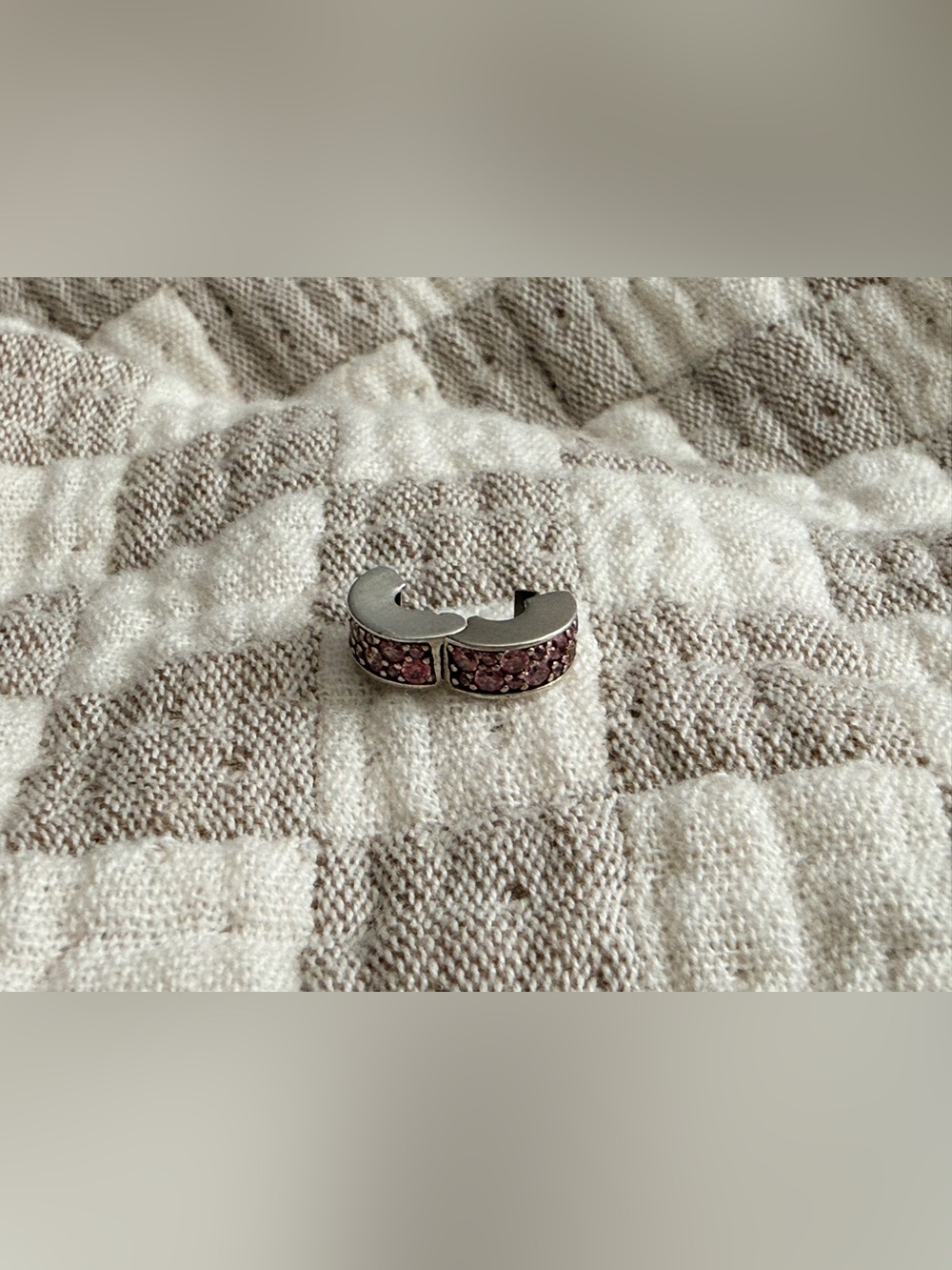 Pandora Silver Pink Crystal Charm Clasp